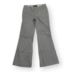 Y2K Old Navy Lowest Rise Khaki Chino Pants 8 Taupe Flare Wide Leg Pockets 32x32